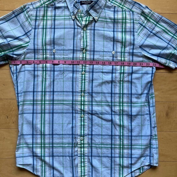 Nautica Slim Fit Button Down Short Sleeve Cotton Plaid Shirt, Men’s Large - Picture 8 of 10